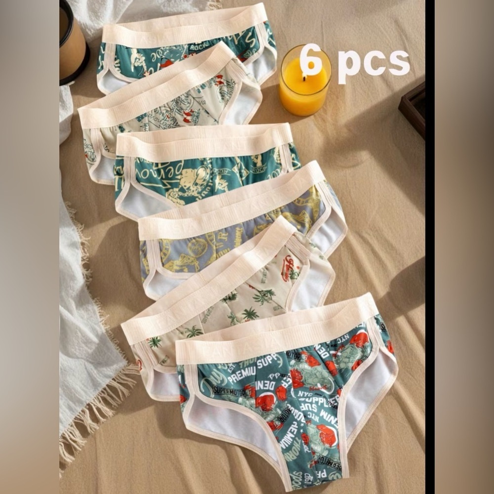 Comfort Cotton Briefs for Men in Teal & Cream - Pack of 6